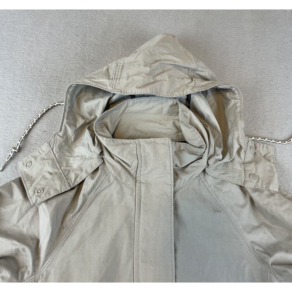 Columbia Womens Hiking Long Rain Jacket Sz XS Khaki Beige Zip Hood Cinch - Picture 8 of 16